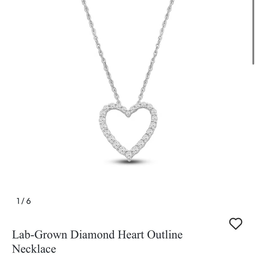 Elegant Silver Heart Necklace with Lab-Grown Diamonds